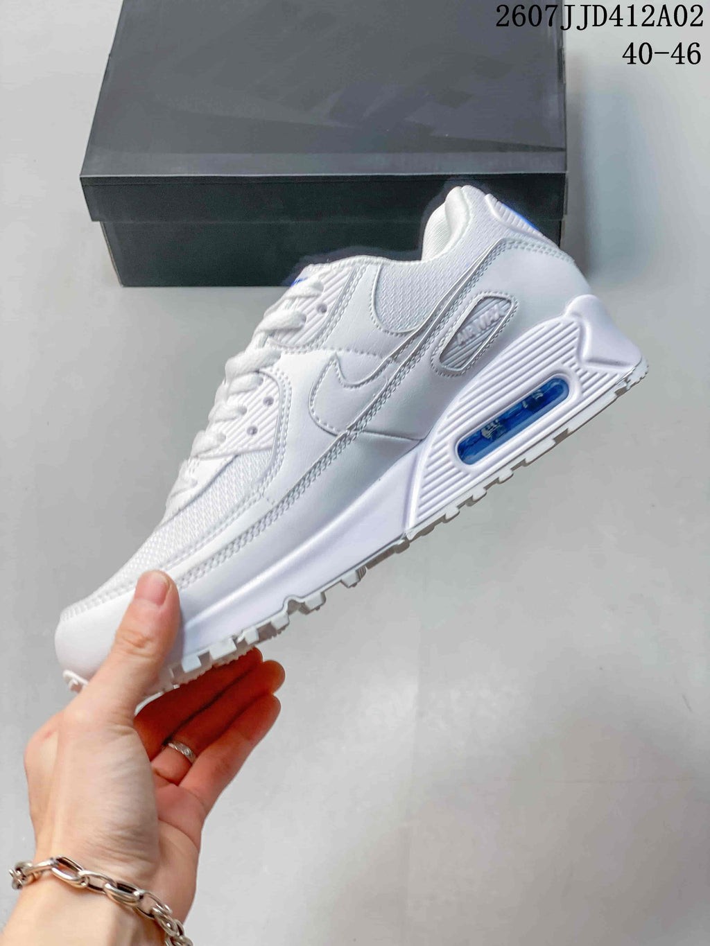 Nike Air Max 90 White and Blue Sneakers