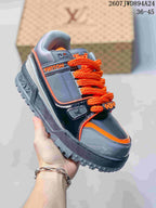 Louis Vuitton Trainer Maxi Low-Top Sneakers Gray and Orange