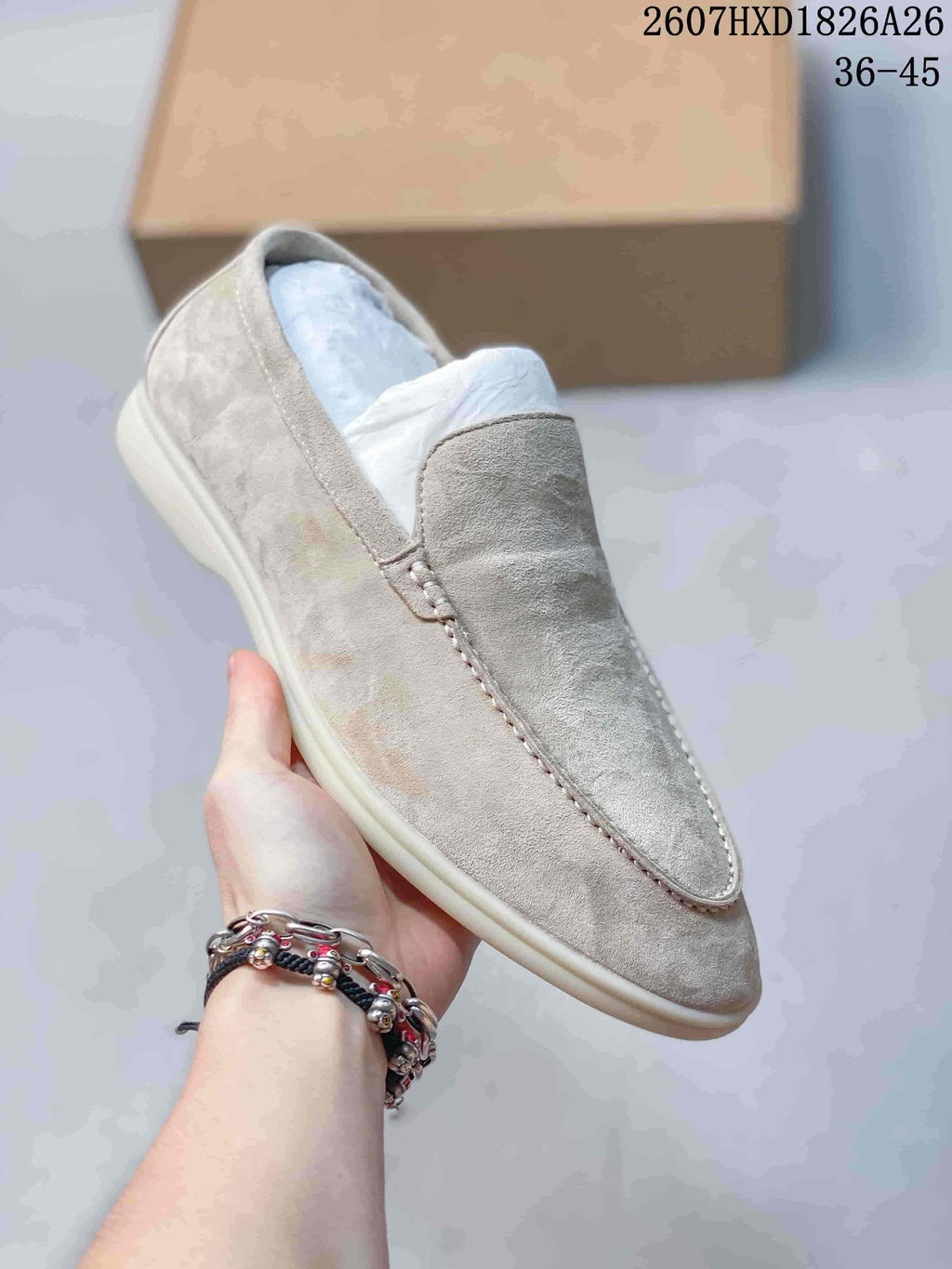 Loro Pian Suede Loafers Beige 2607HXD1826A26