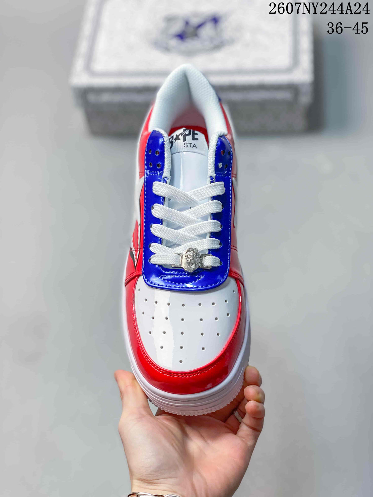 BAPE x Nike Air Force 1 Low Sneakers Red Blue White