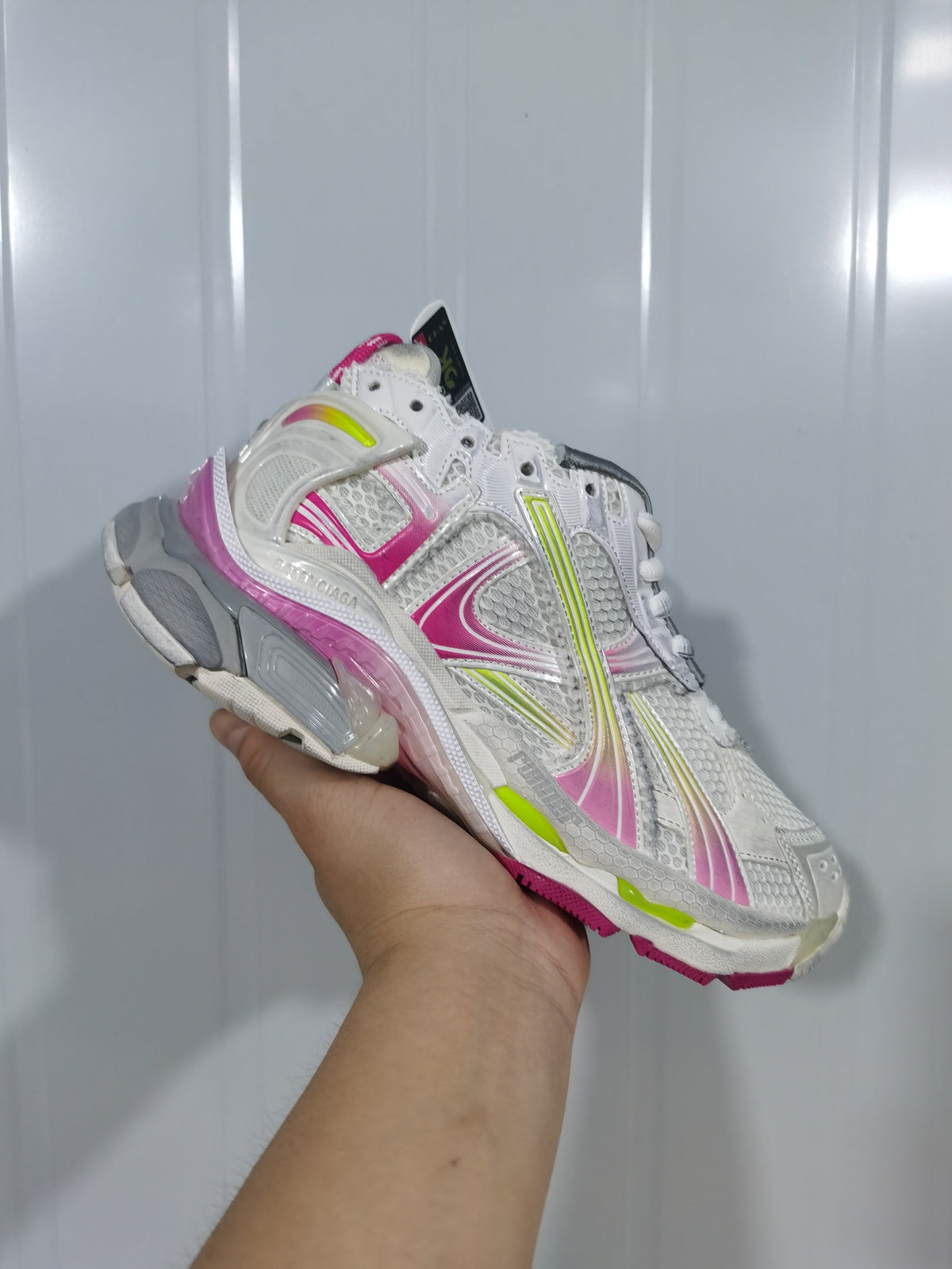 Balenciaga Runner Sneakers White Pink Neon Green