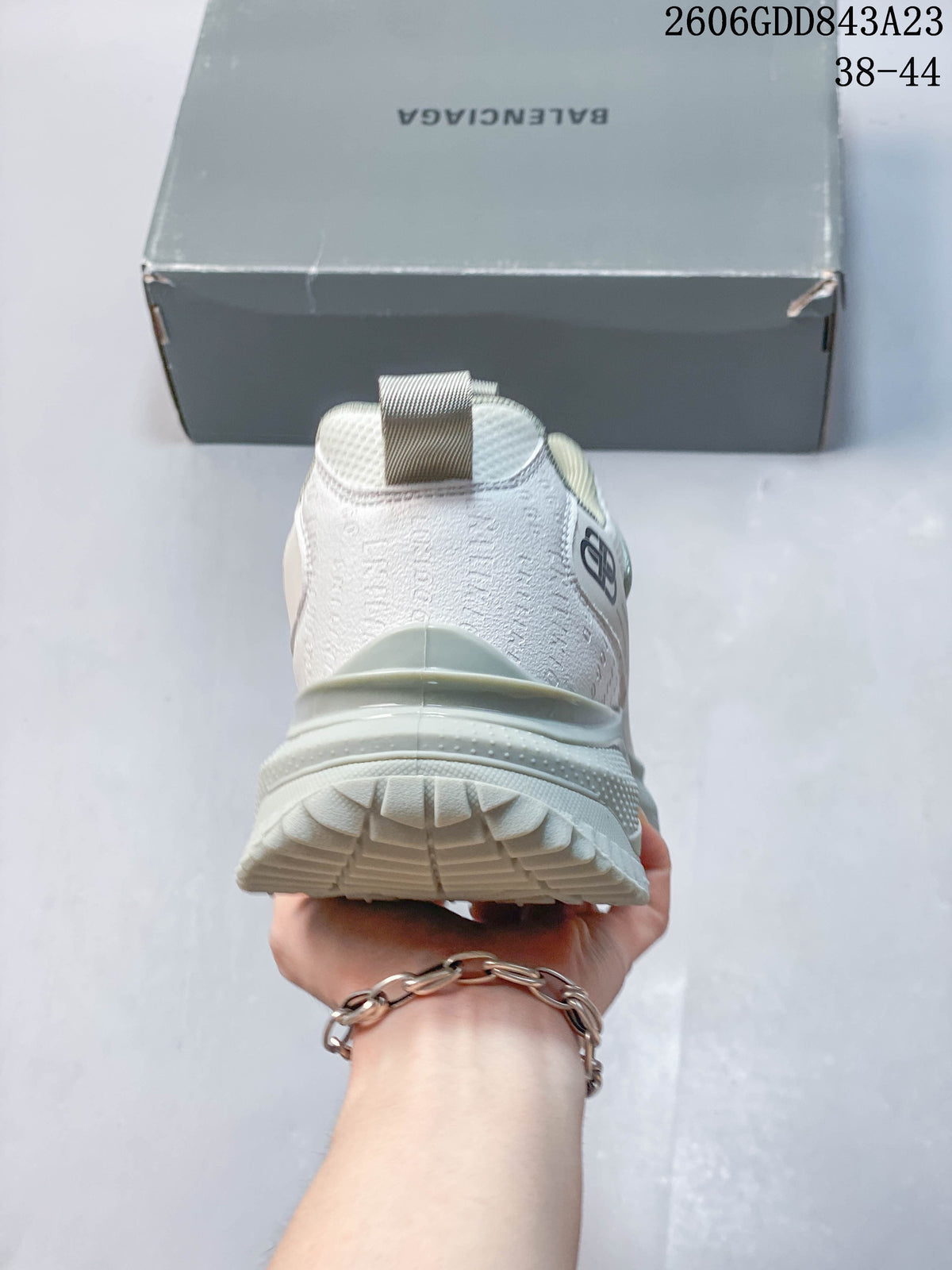 Balenciaga 3XL-Style White and Sage Chunky Sneakers