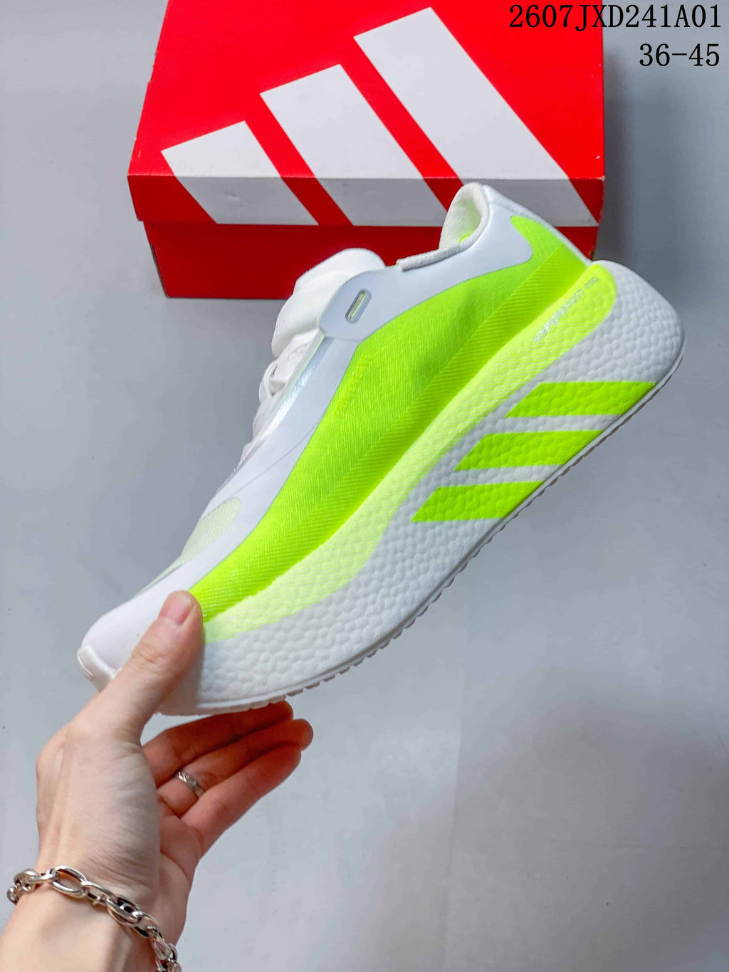 adidas Hyperboost Edge M Running Shoes White Neon Yellow