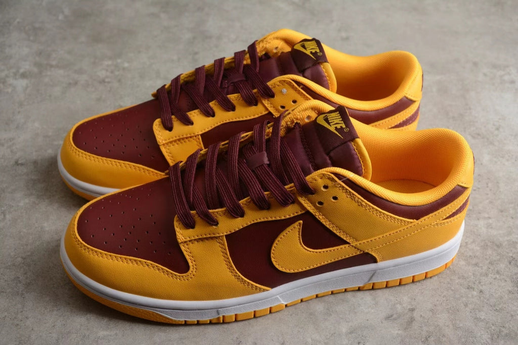 Nike SB Dunk Low Yellow Burgundy Sneakers