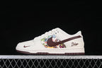 Nike SB Dunk Low Dior Graffiti White Burgundy Sneakers