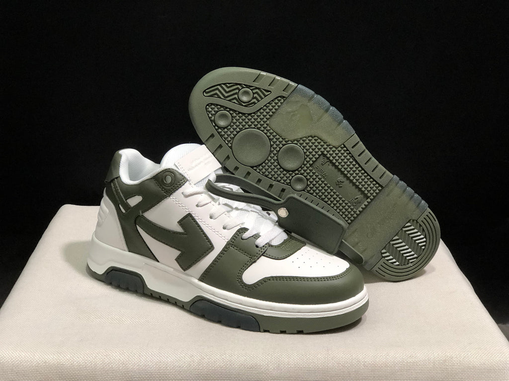OFF-WHITE Out Of Office Low-Top Sneakers White Olive