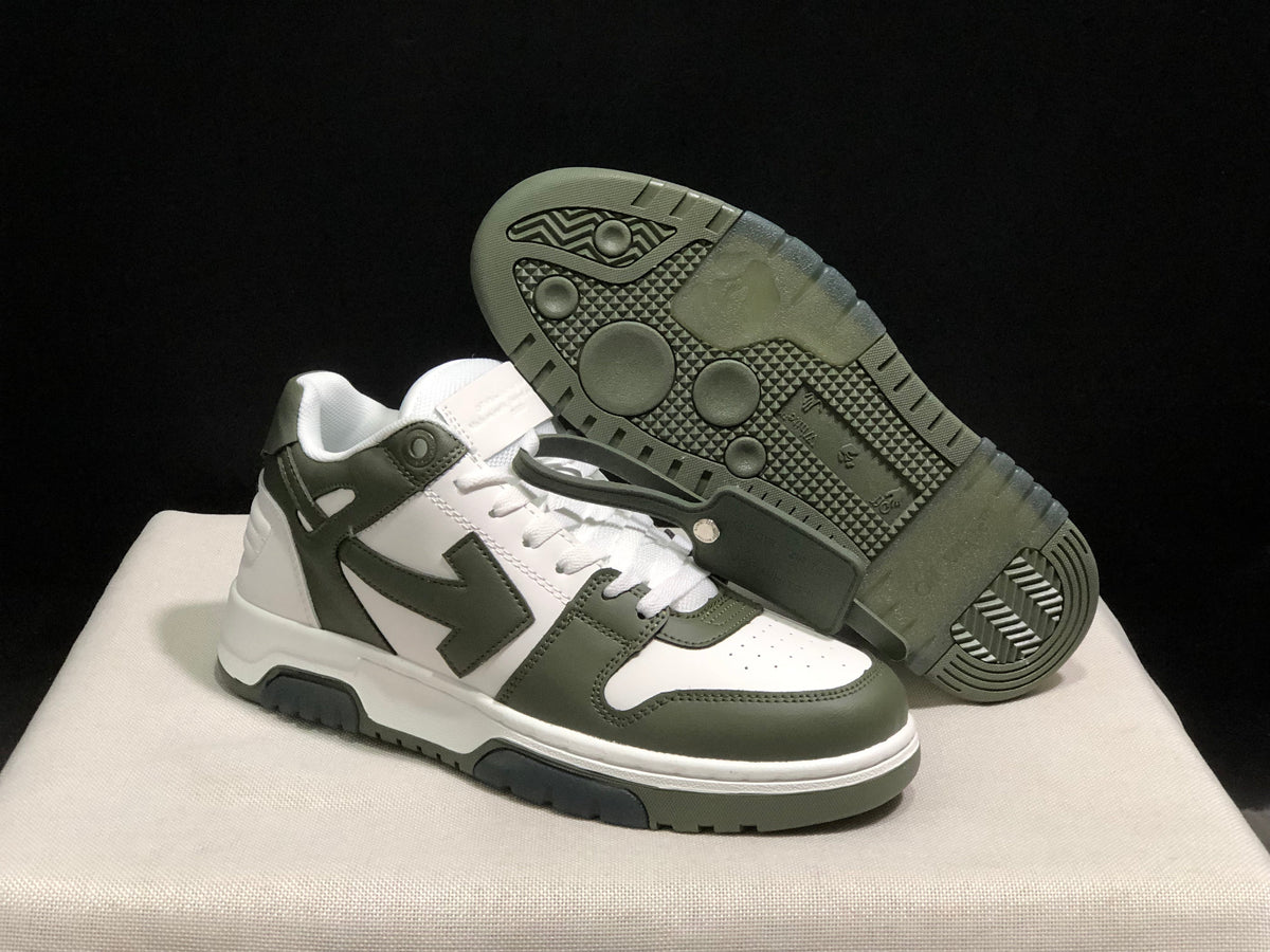 OFF-WHITE Out Of Office Low-Top Sneakers White Olive