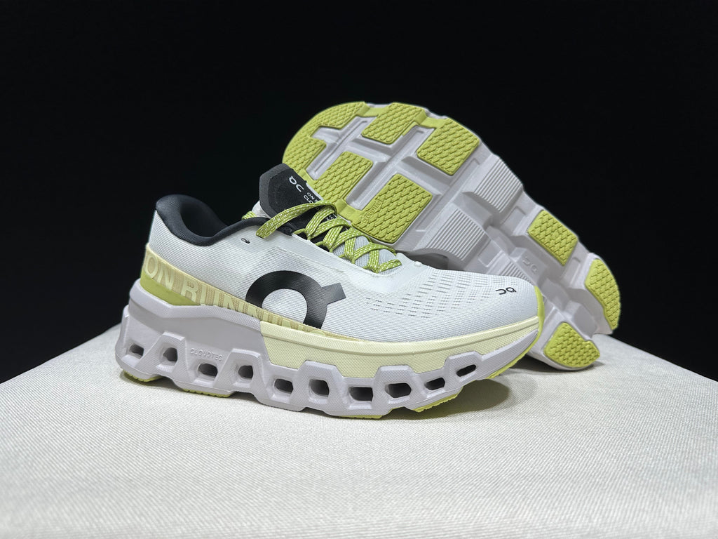 On Cloudmonster 2 Running Shoes in White and Lime