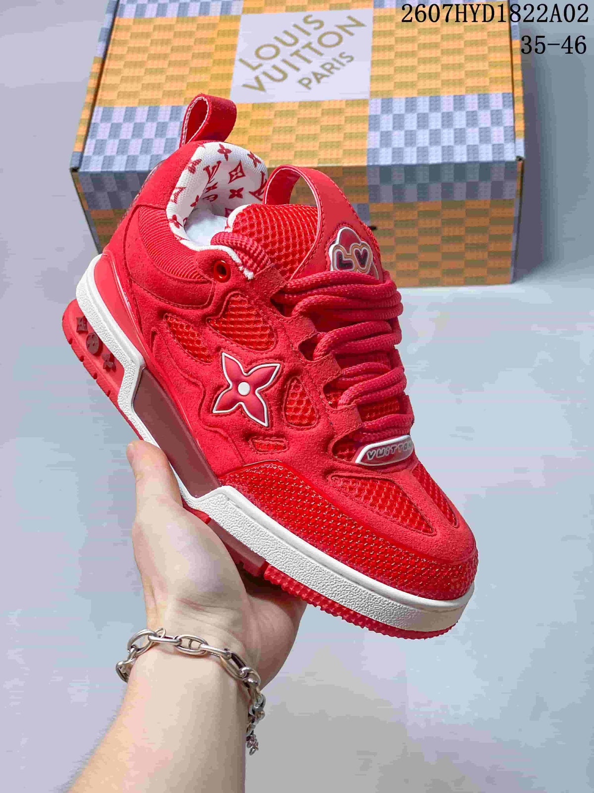Louis Vuitton Trainer Sneakers in Red and Brown