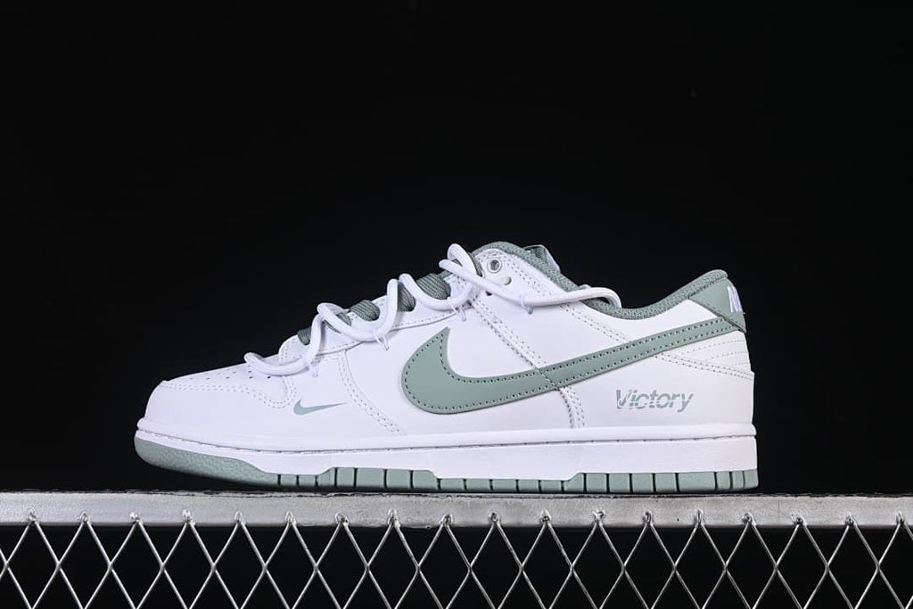 Nike SB Dunk Low White and Sage Green Sneakers