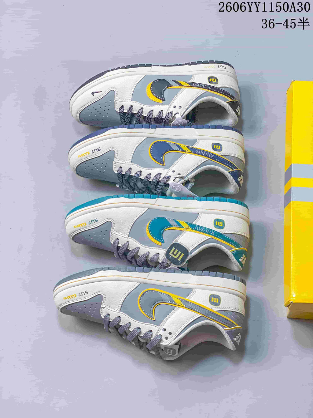 Nike SB Dunk Low x Louis Vuitton-Style Sneakers, Gray and White