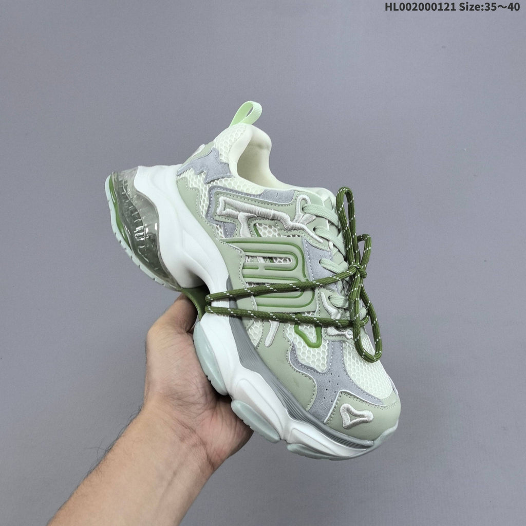 GGCC Low-Top Chunky Sneakers in Green and White
