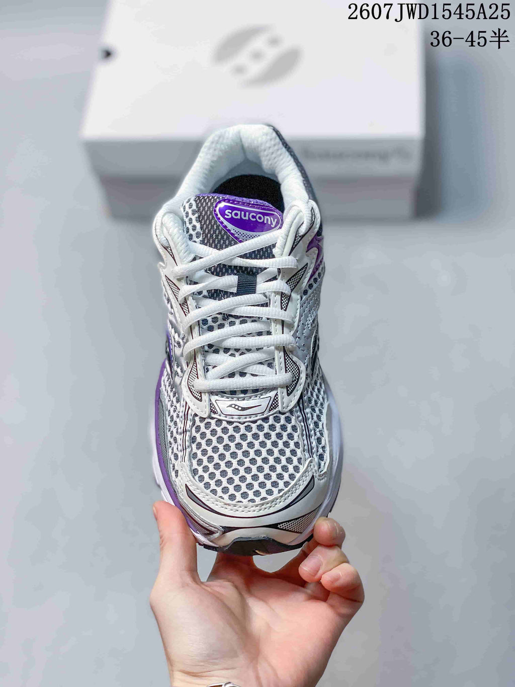 Saucony Pro Grid Omni 9 White Purple Running Sneakers