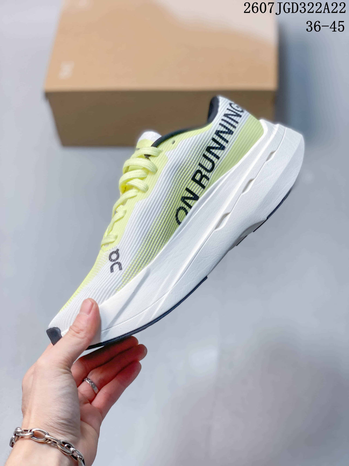 On Cloudboom Running Shoes in Volt and White