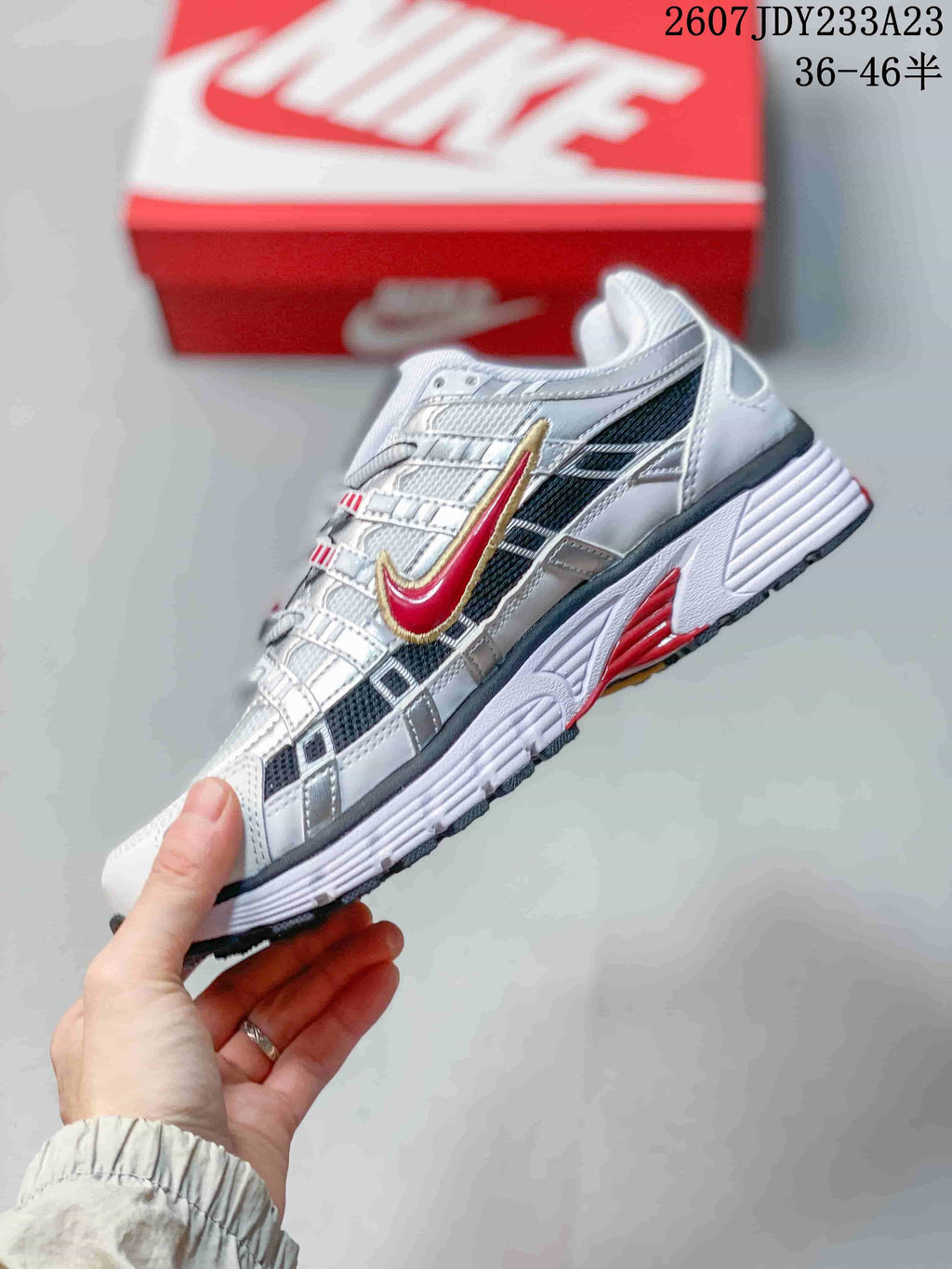 Nike P-6000 Sneakers White Silver Red Black 2607JDY233A23