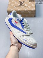 Air Jordan 1 Low Fragment Travis Scott White Blue Sneakers