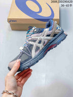 ASICS Tiger Gel-Kahana 8 Trail Sneakers in Gray, Pink & Navy