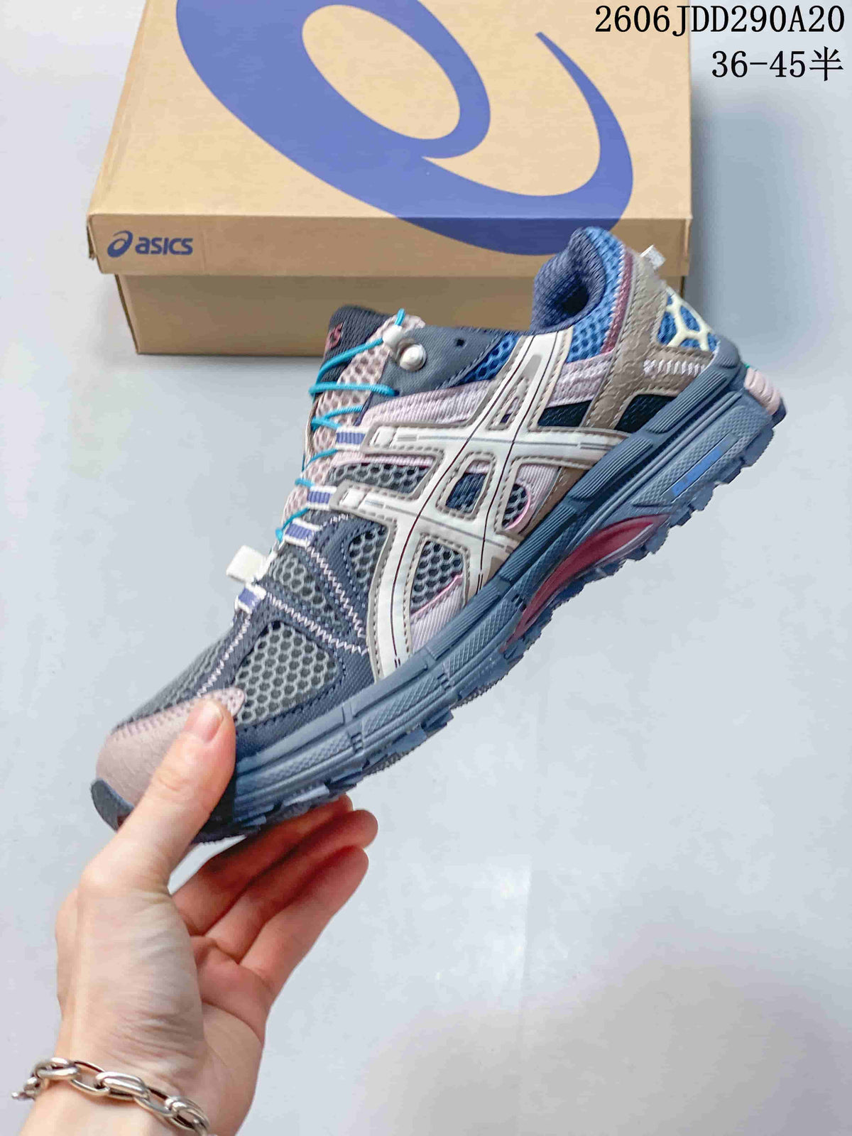 ASICS Tiger Gel-Kahana 8 Trail Sneakers in Gray, Pink & Navy
