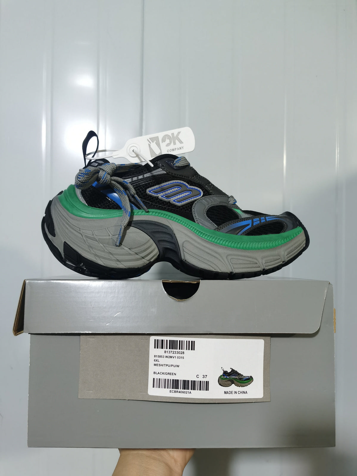 0315 Black/Green Chunky Sneakers