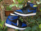 Jordan 1 High Blue and Black Basketball Sneakers