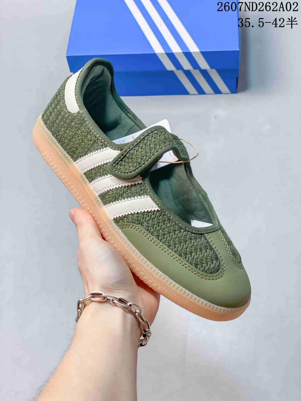adidas Originals Samba Crochet Green Mary Jane Sneakers