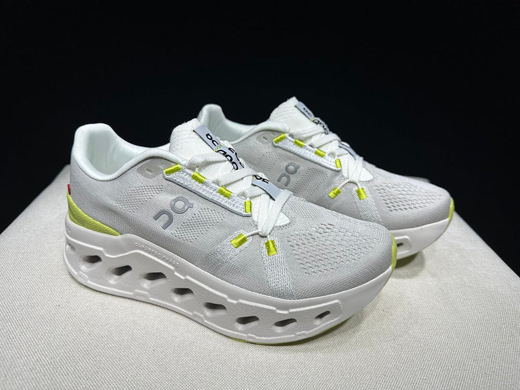 On Cloudeclipse White Green Running Sneakers