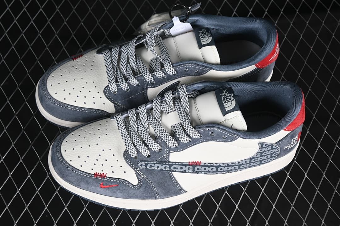 Jordan 1 Low OG SP Low-Top Sneakers in Grey, White and Red