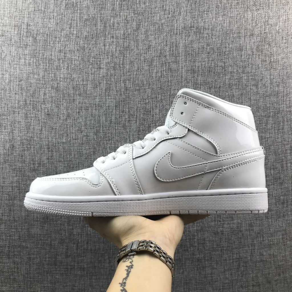 Jordan Air Jordan 1 Mid White Patent-Style Sneakers BQ6472-111