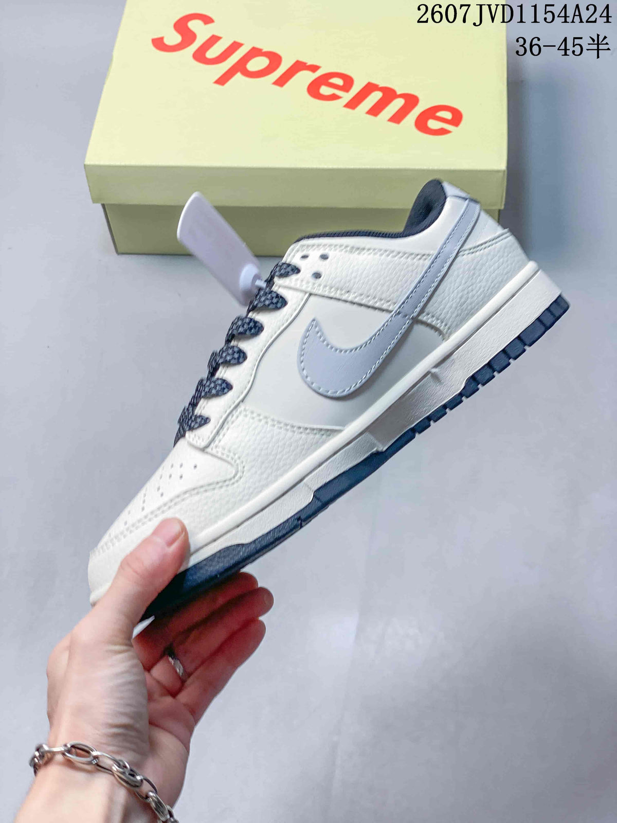 Nike SB Dunk Low Supreme White Light Blue Sneakers