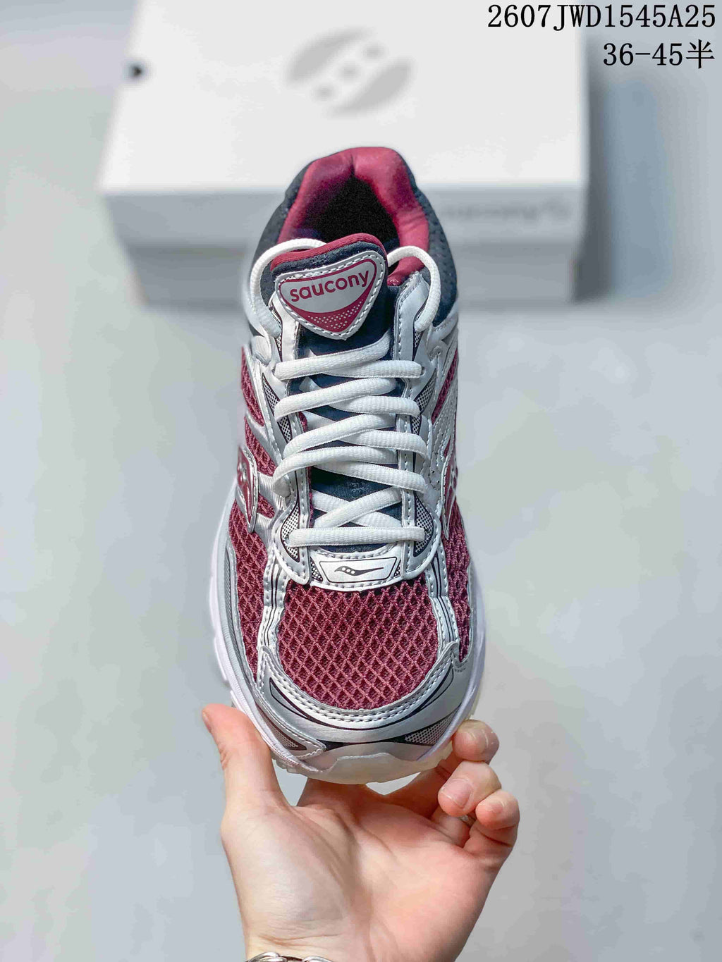Saucony Pro Grid Omni 9 Burgundy Silver Sneakers 712650OWE