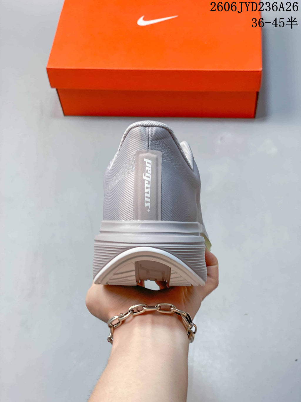 Nike Pegasus Plus Running Shoes, Silver and White