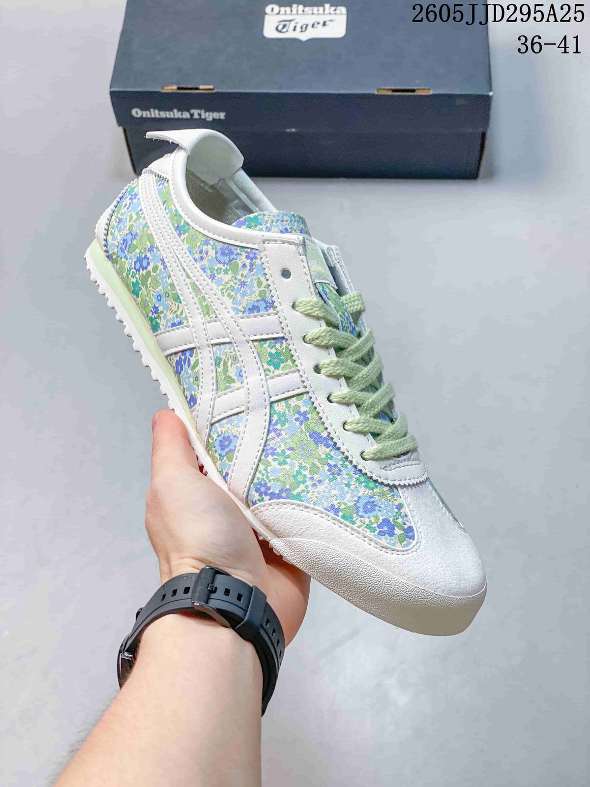 Onitsuka Tiger Floral Low-Top Sneakers Green Blue TD295A25