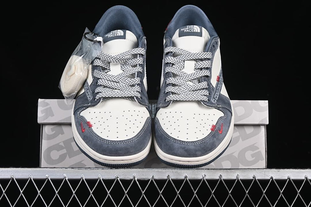 Jordan 1 Low OG SP Low-Top Sneakers in Grey, White and Red
