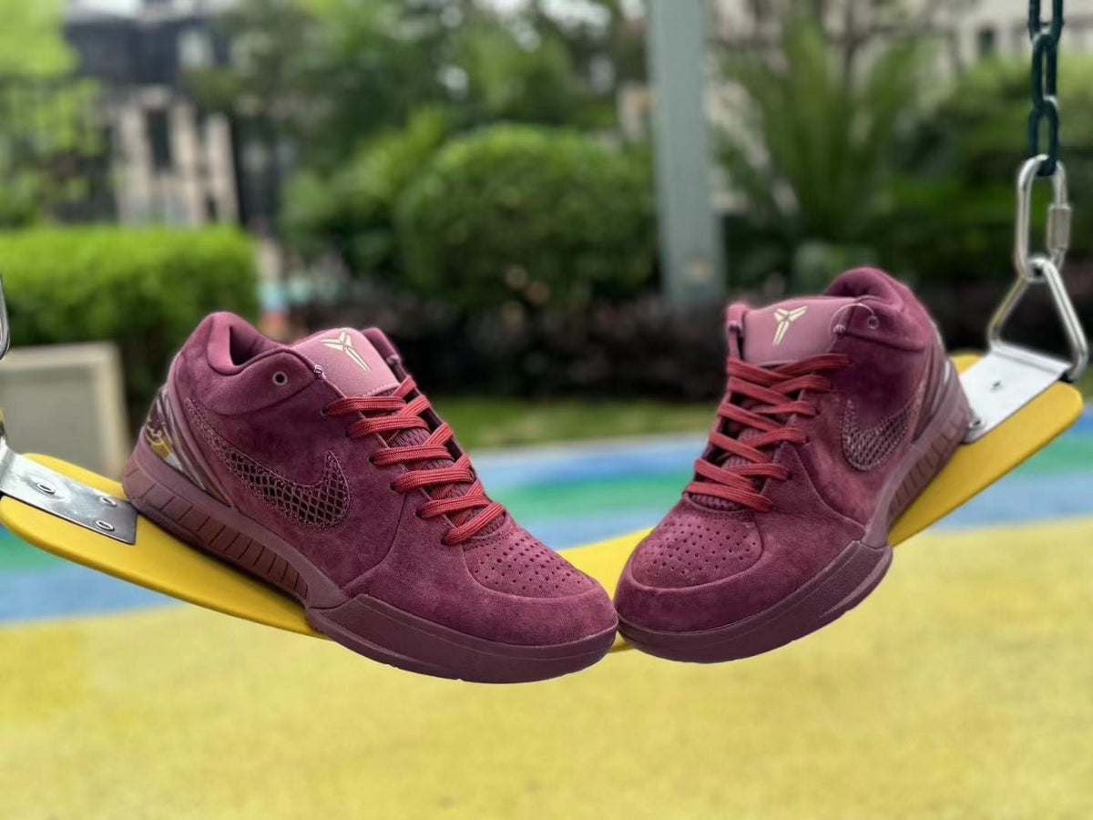 Nike Kobe 4 Low-Top Sneakers Burgundy Snake Print