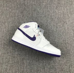 Air Jordan 1 Mid White Purple Sneakers 332148-137