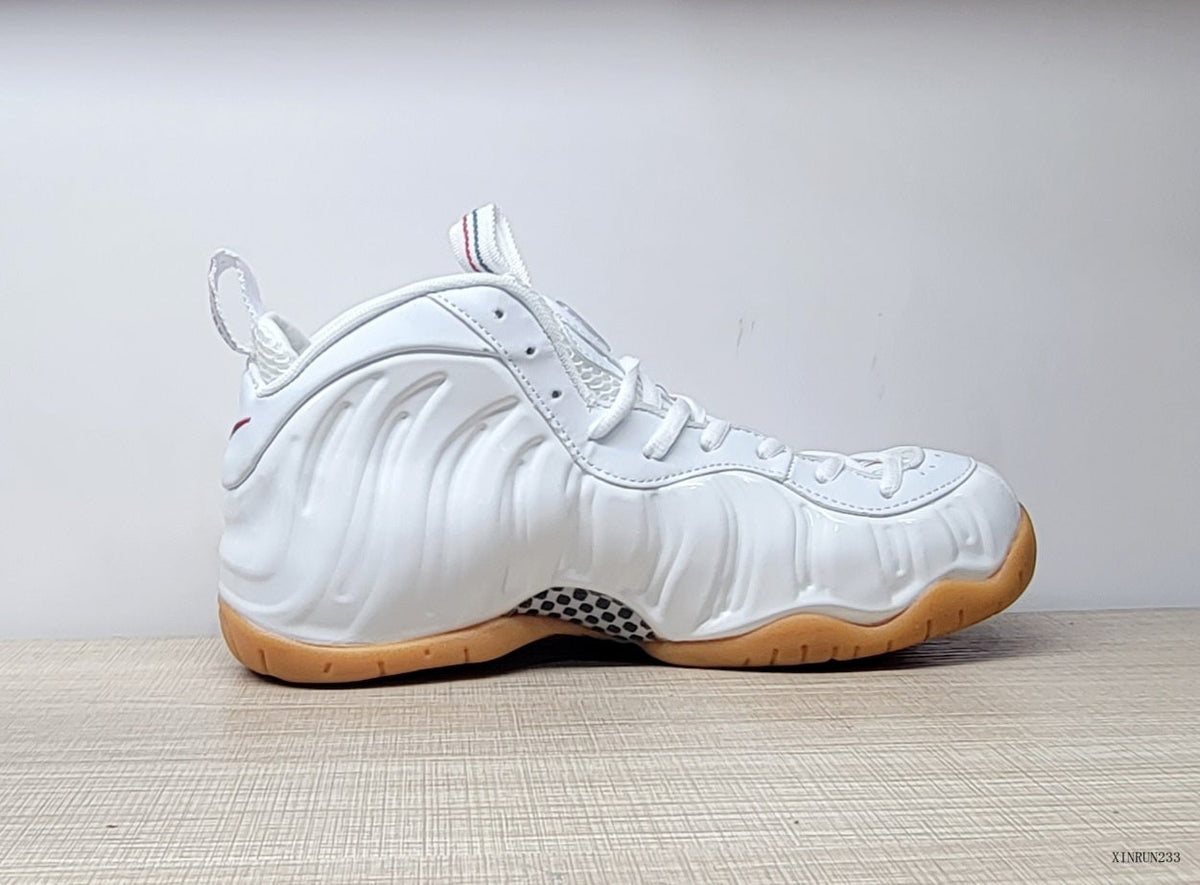 Nike Foamposite Pro White Sneakers with Gum Sole