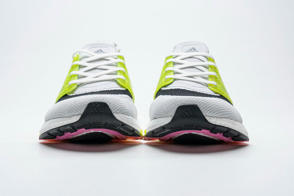 adidas UltraBoost 21 Running Shoes, White and Volt FY1214
