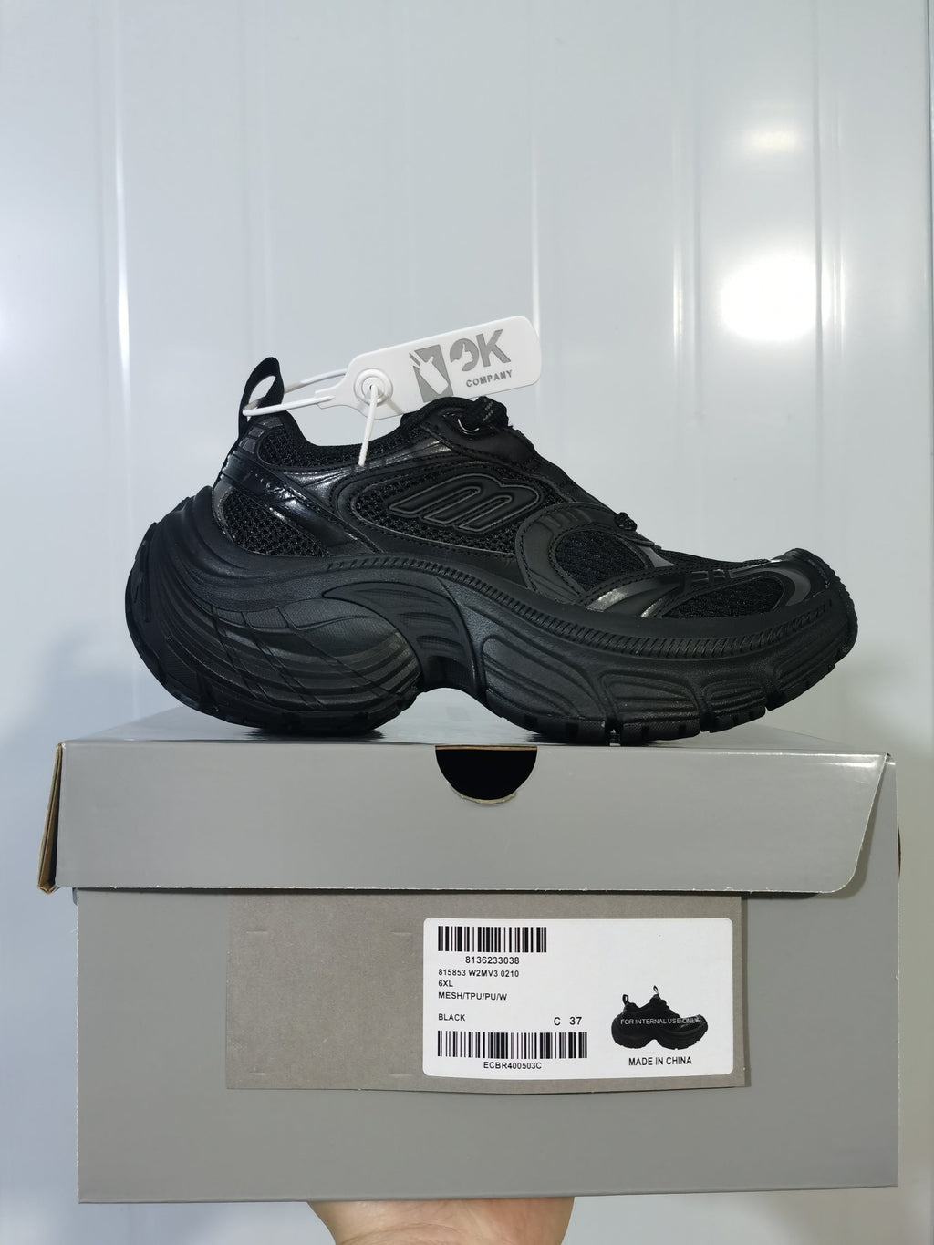 Black Chunky Mesh Sneakers