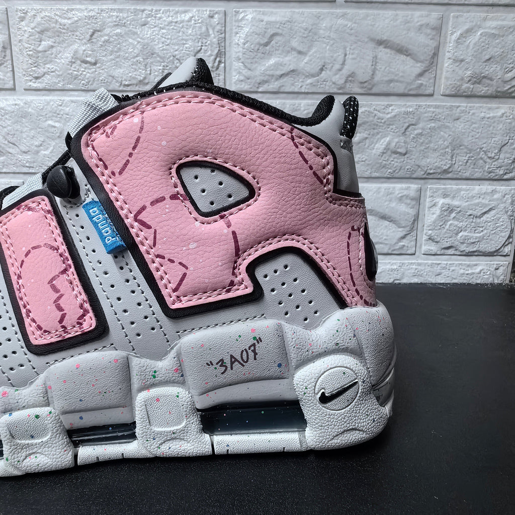 Nike Air More Uptempo Sneakers in Pink and Grey