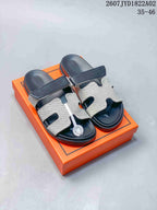Hermès Kazimir Woven-Strap Slide Sandals