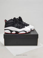 Jordan 6-12 Black White Red Sneakers