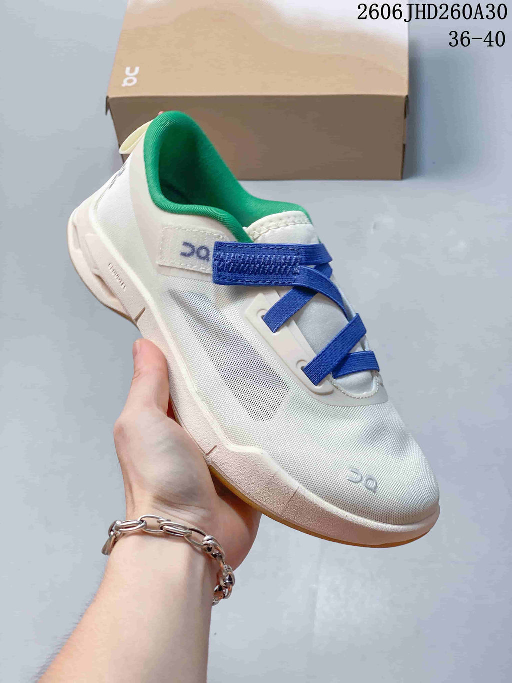 On Cloudnova Moon Sneakers, White, Blue and Green