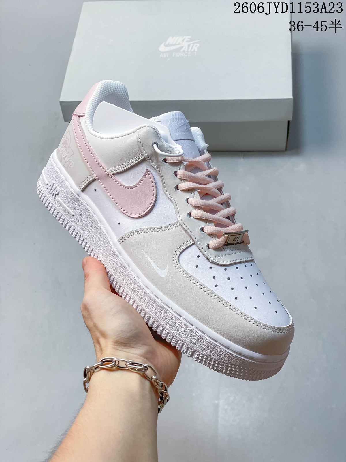 Nike Air Force 1 Low Pink and White Sneakers
