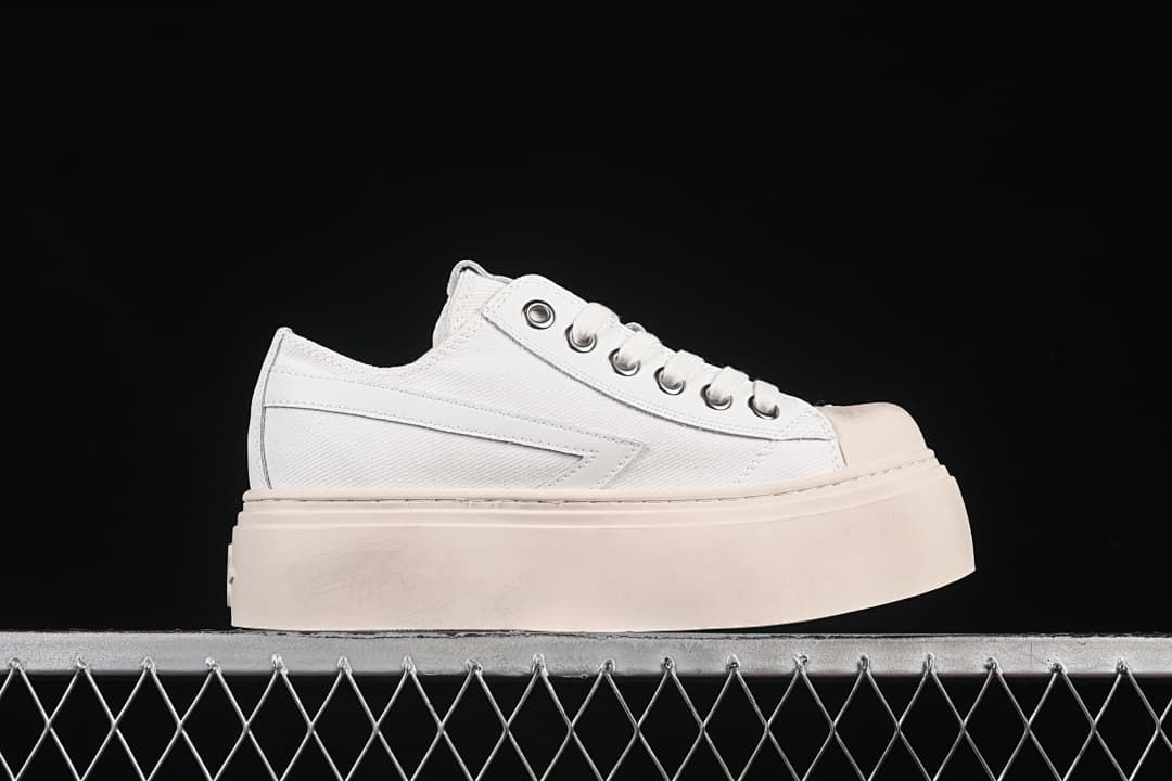 SMFK S0002B2 White Platform Canvas Sneakers