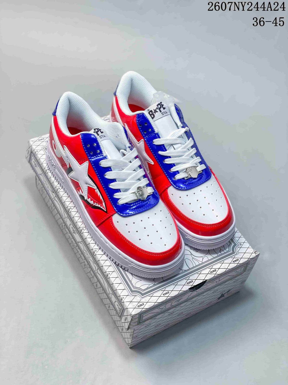 BAPE x Nike Air Force 1 Low Sneakers Red Blue White