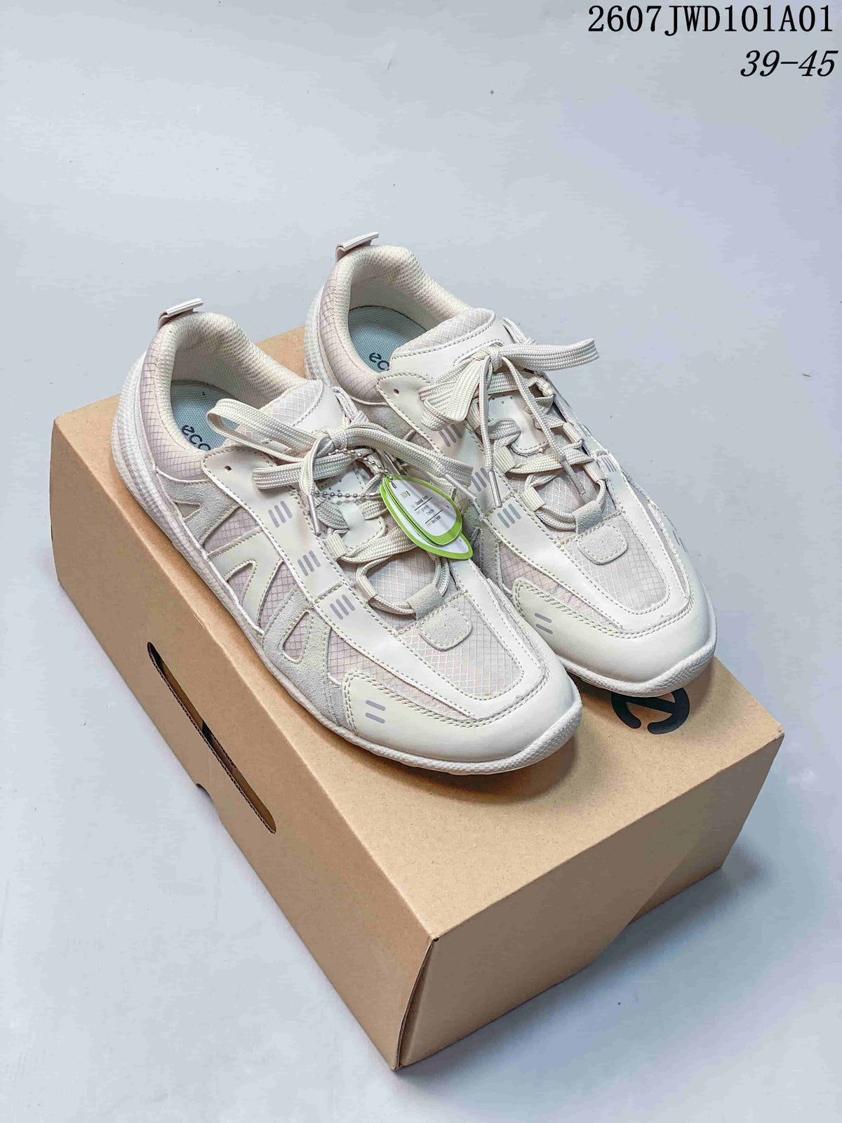 ECCO Casual Lace-Up Sneakers, White and Charcoal, 07JWD101A01
