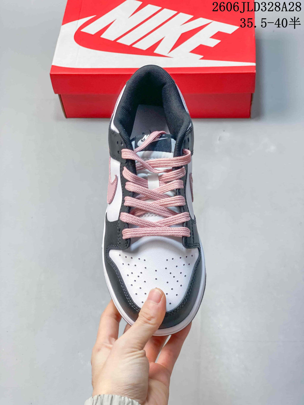 Nike Dunk Low DD1391 White Pink and Dark Gray Sneakers