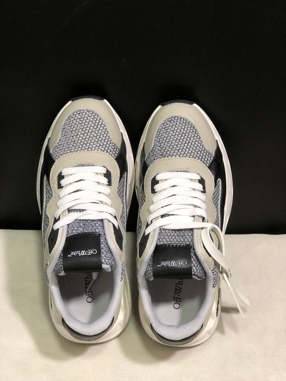 Off-White Low-Top Sneakers in Gray, Black and White