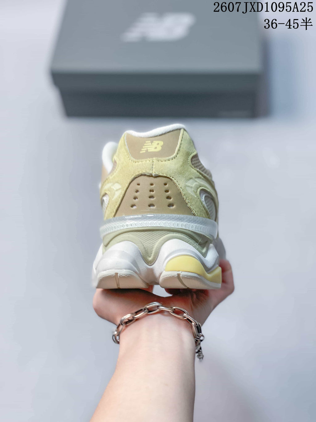 New Balance 9060R Suede Sneakers Pale Green Cream