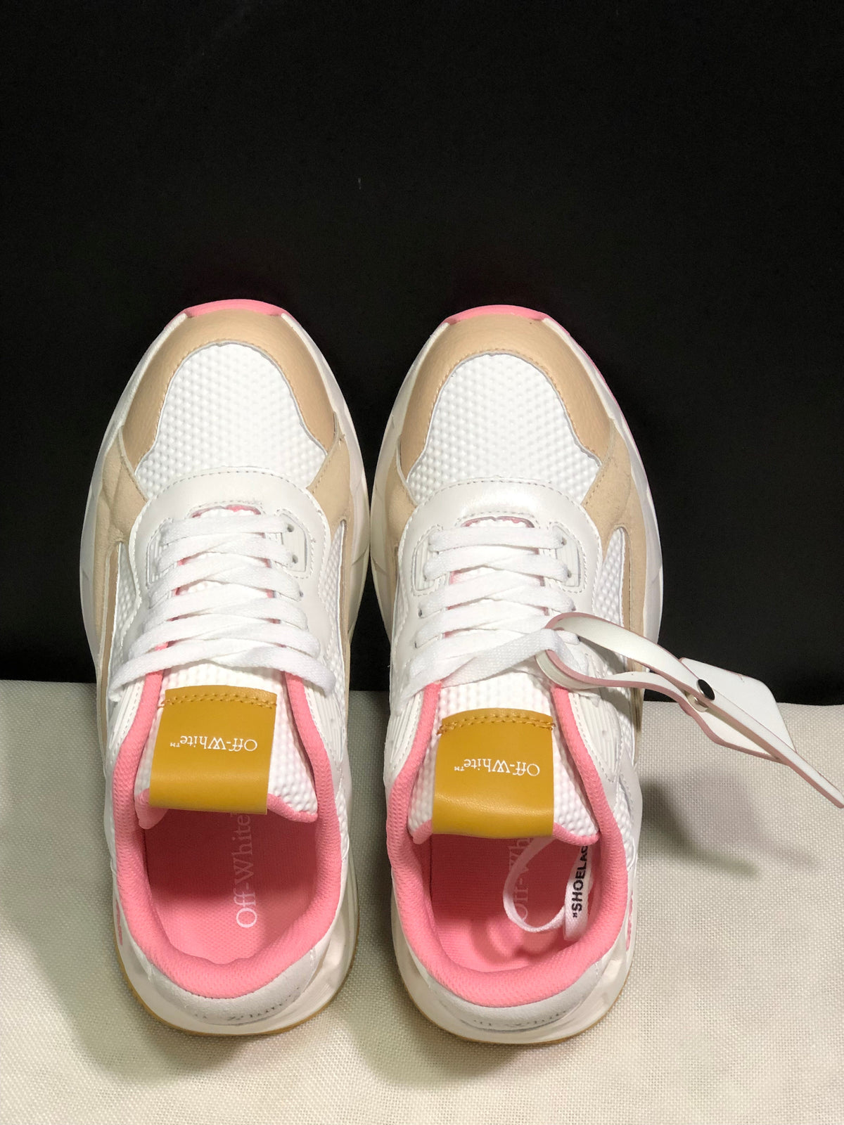 Off-White Low-Top Casual Sneakers White Beige Pink